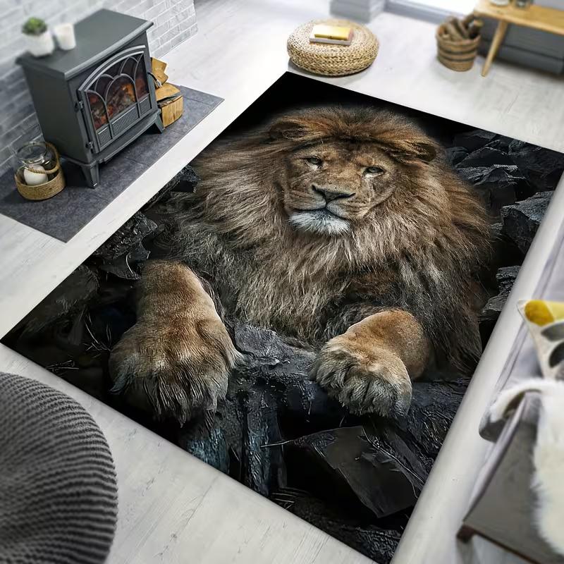 Cosmic Wolf Area Rug Blue Night Sky Star Moon Constellation Print Soft Floor Mat Animal Carpet for Living Room Bedroom