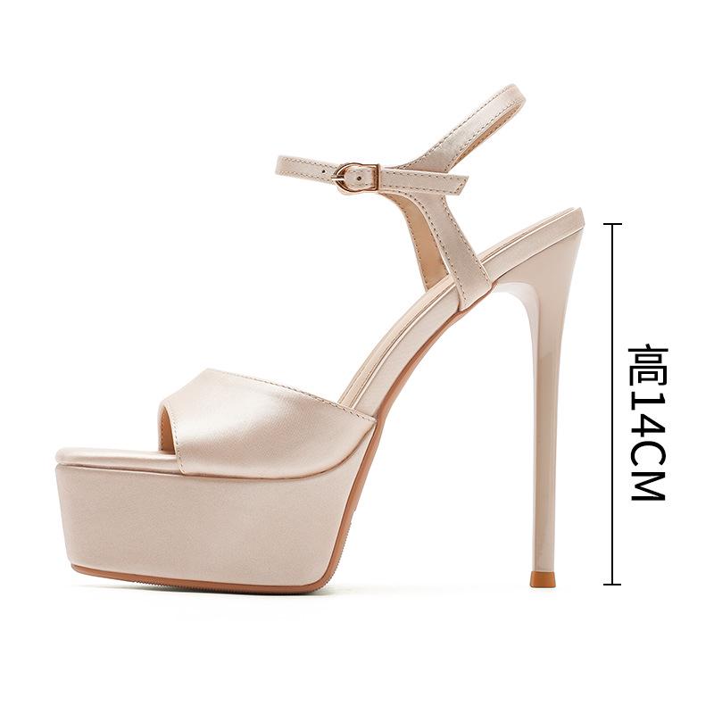 Women s Comfortable Waterproof Satin Platform Heels - Square Toe, Stiletto, One-Strap, Open-Toe Loafers 39