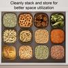 Versiegeltes Glas Küchengewürz Aufbewahrungsbehälter mit unterteilten Fächern Stapelbares Design Leicht zugänglicher Schiebedeckel Gewürze Snacks Aufbewahrungsbox