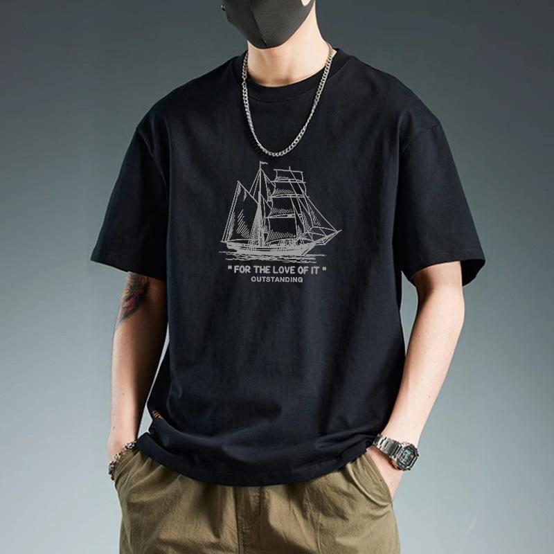 

Short Sleeved T-shirt for Young Men Pure Cotton Base Shirt for Couples Loose Plus Size Trendy and Versatile Top with Fashionable Patterns 3XL