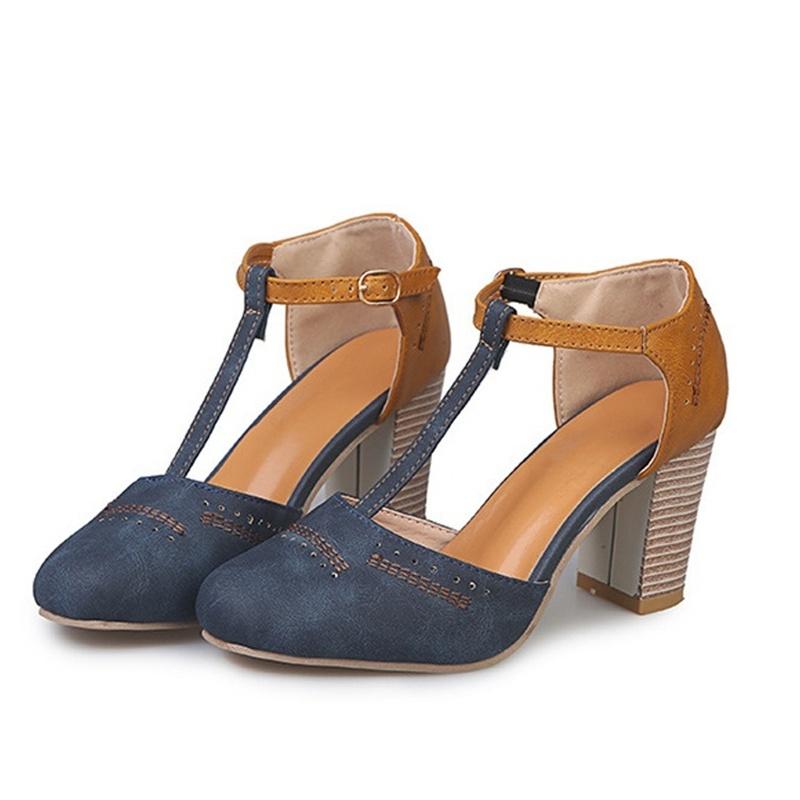 Summer New Fashion Women'S High Heel Sandals Ladies Pointed Toe Sandals Chunky Heel Shoes Plus Size 35-43