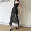 BITCED Spring/Summer Women's Collection: Sensual Strappy Halter Neck Split-Hem Fitted Maxi Dress
