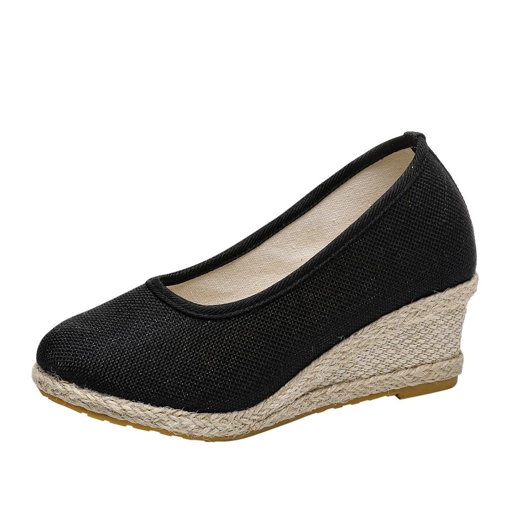 Wedges Woman Spring Summer Espadrilles Women Casual Slip-On Loafers Heeled Shoes Comfort Shallow Pumps Footwear Zapatos Mujer