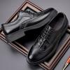 Brogue Men's Leather Shoes Business Formal British Carved Men's Leather Shoes Lace-up Breathable Trendy Oxford Shoes