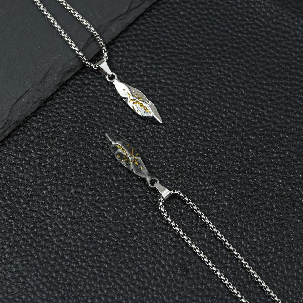 Vintage Wishing Stone Necklace Trendy Men'S Personality Neutral Wind Meteorite Color Matching Pendant Cool Men'S Hip Hop Sweater Chain