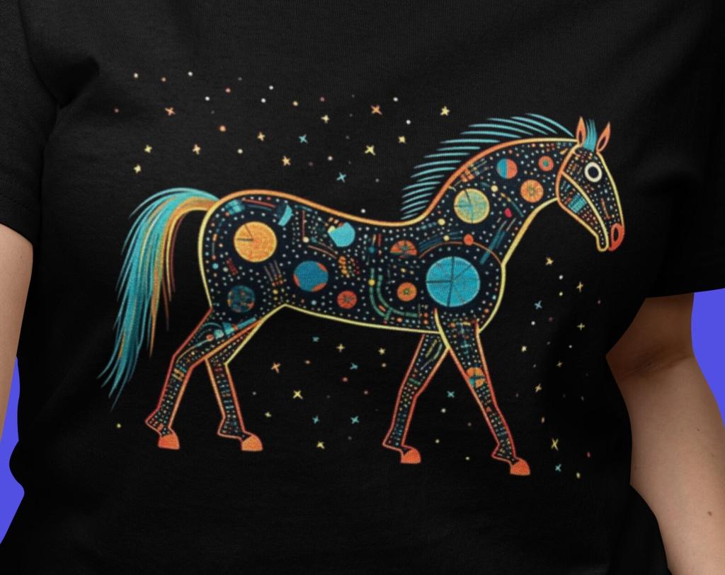 Cosmic Horse T-Shirt: Celestial Spirit Animal, Unisex Cotton Tee