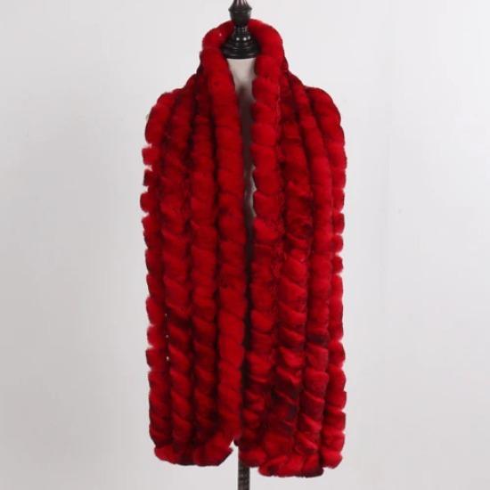 New Brand Knitted Fashion Lady Real Rex Rabbit Fur Scarf Women Winter Warm Natural Fur Scarves Long Style Real Fur Neckerchief