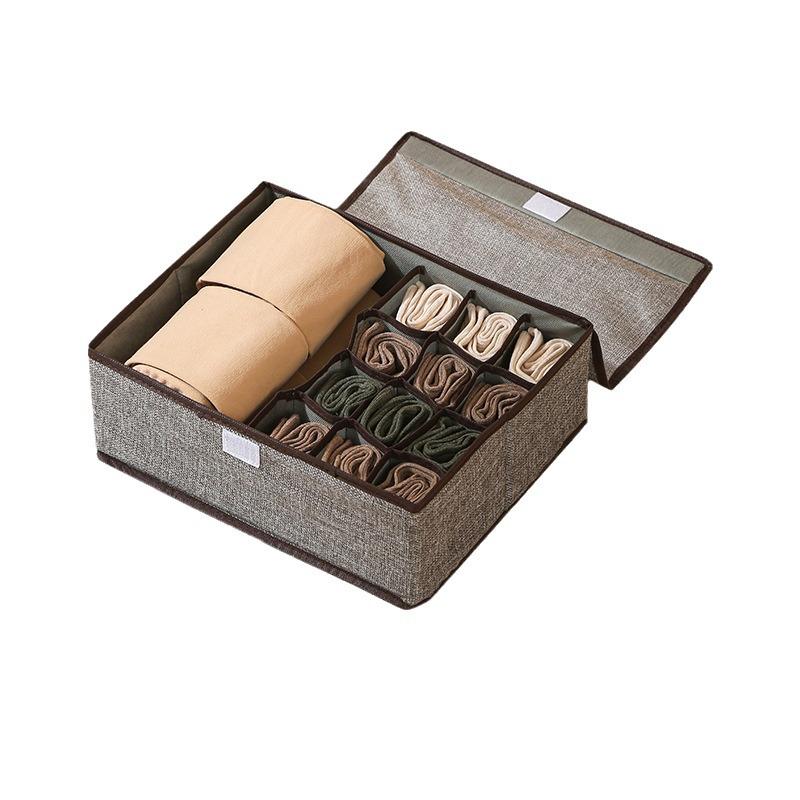 Foldable Underwear & Sock Organizer with Lid for Bedroom Drawers