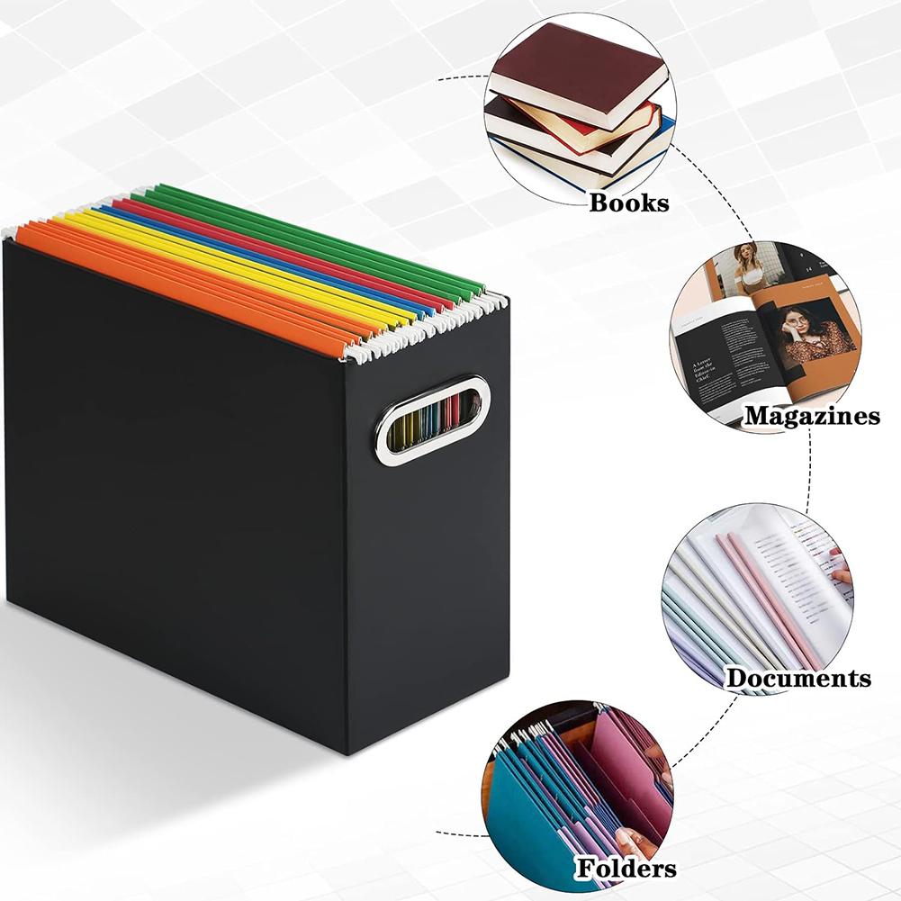 Collapsible File Box With Metal Handle Space Coverless Design Saving Storage Box File Organizer For Notebooks Magazines Documents