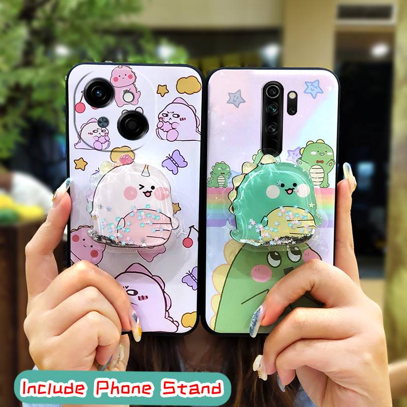 protective Rotatable stand Phone Case For Tecno POP9 4G/Spark GO 1/KL4 Waterproof TPU Skin feel silicone Glitter Durable