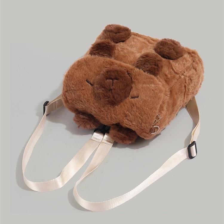 Autumn Winter Cute Capybara Plush Backpack for Women 2024 New Commuter Multifunctional Single Shoulder Crossbody Small Backpack