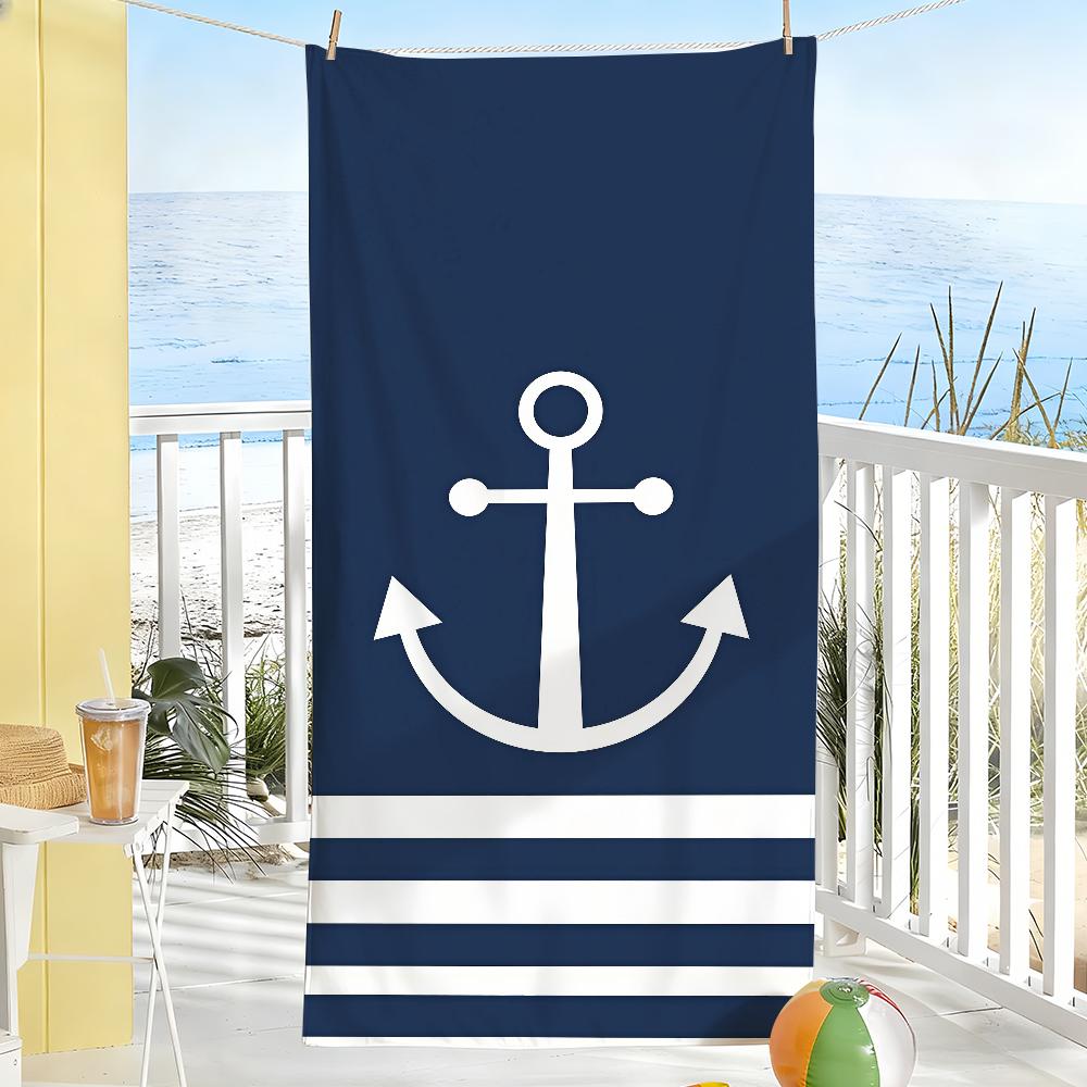Fashion print Blue Anchor Towel Drying Bath Towel Applicable To Light Swimming Camping Yoga Beach Out