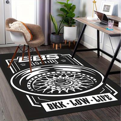 1pc BBS,Wheels,Lifestyle Office Carpet Soft Polyester Non Slip Machine Washable Indoor Carpet Living