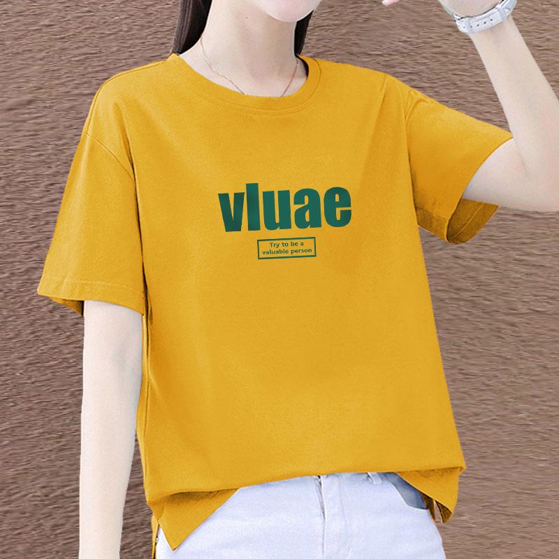 

Women s Pure Cotton Round Neck Tee - Korean Style Summer 2025 Half Sleeve Top for Middle-aged Women M [for 70-90 lbs]