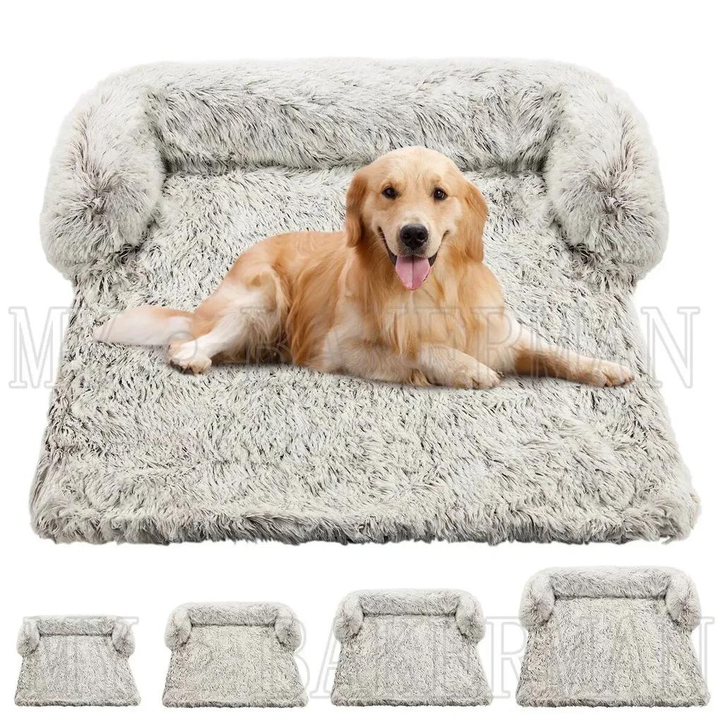 Tvättbar mjuk husdjurshundbädd soffa, stor hundsoffa säng, bekväm hund husdjursbädd, varmt överdrag, möbelskyddsdyna, kattfilt