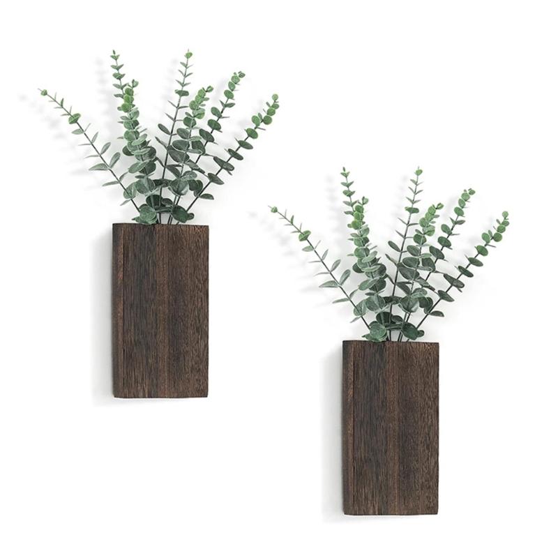 2pcs Natural Wood Hangings Pots Versatile Wood Wall Planter Wall Decorative Pots for Living Room Office Decorations