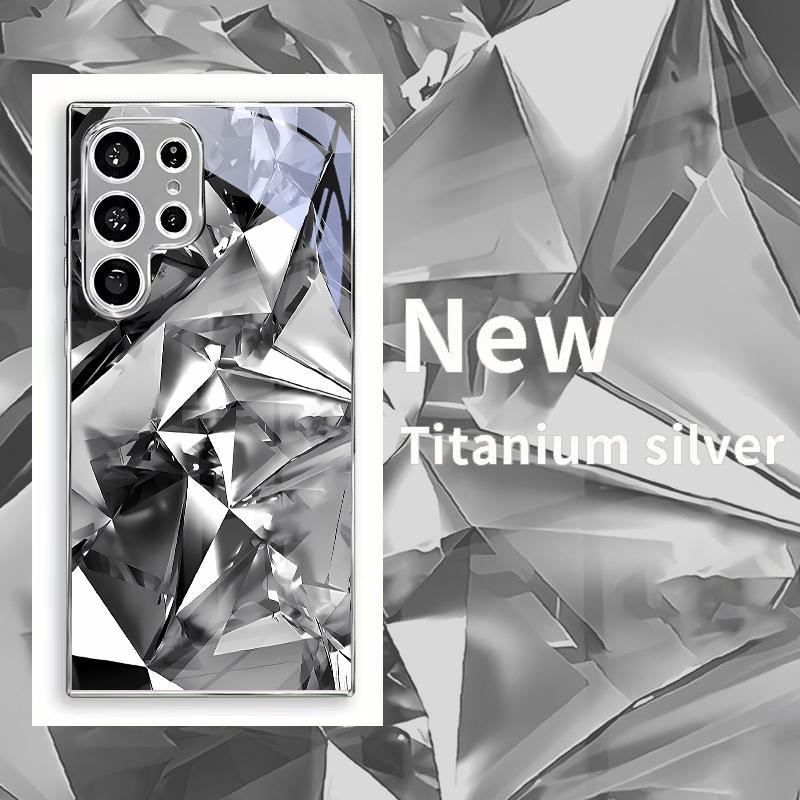 Monochrome Crystal Shards Electroplated Silver Phone Case For Samsung A31 A51 A71 A12 A22 A32 A42 A52 A06 A16 A17 A37 A57 Cover