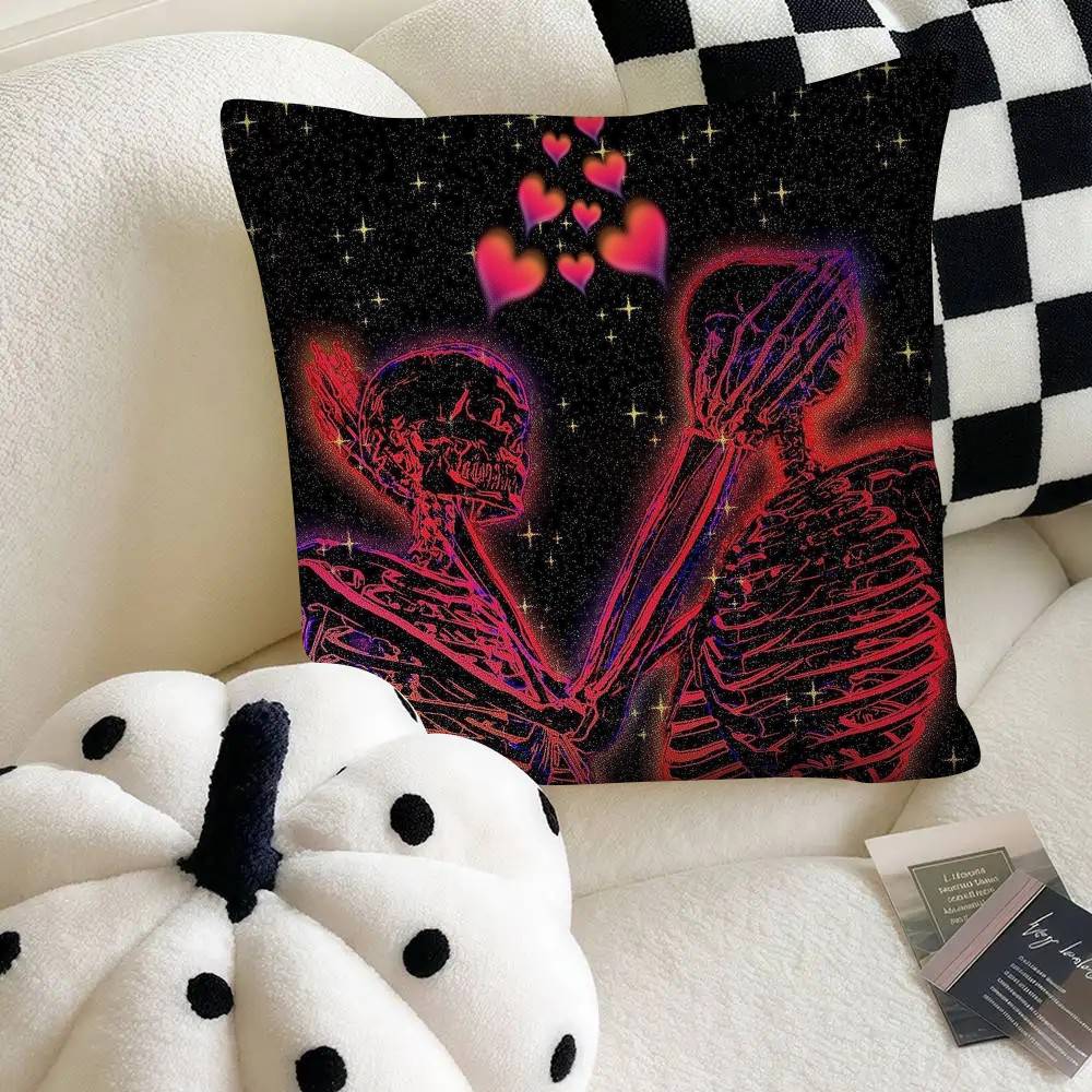 Synth3ticc Creative Skeleton Art Pillow Case Square Pillow Bedroom Sofa Leisure Comfort Cushion Car Home Decoration