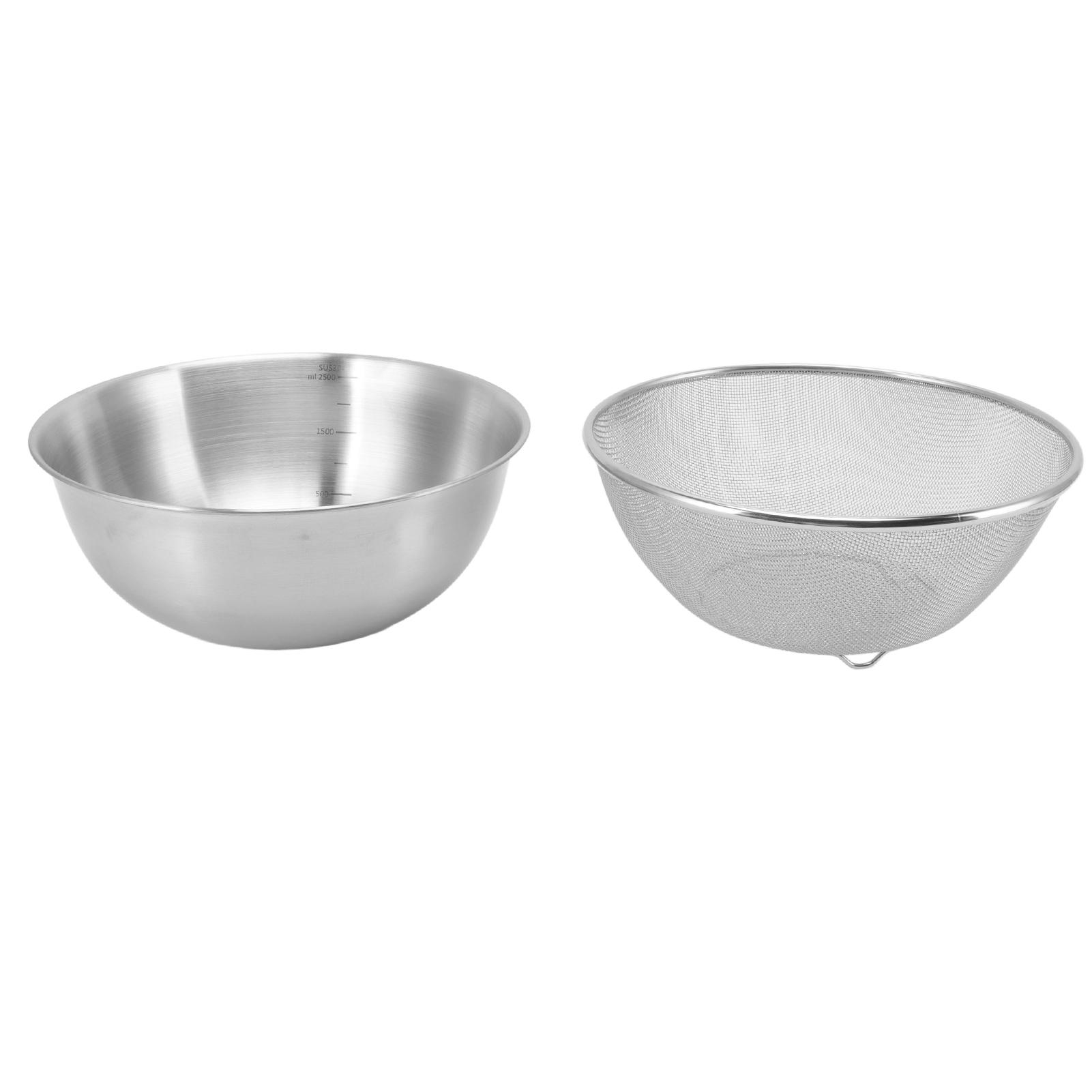 

Stainless Steel Strainer Colander Fast Drainage 24CM Diameter Safe Food Grade Material Salad Bowl Mesh Screen