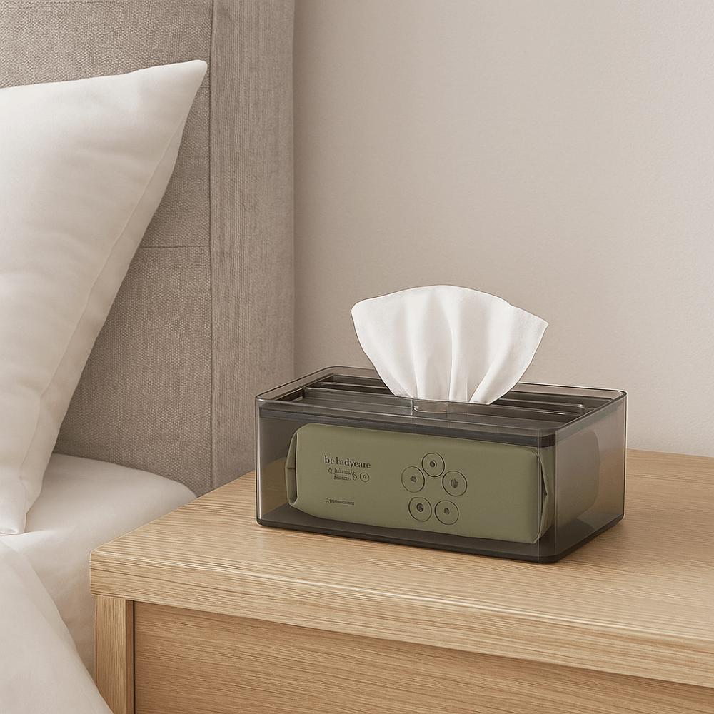 Waterproof Transparent Tissue Box Rectangular Multi-Functional Napkin Storage Case Large Capacity Space-saving