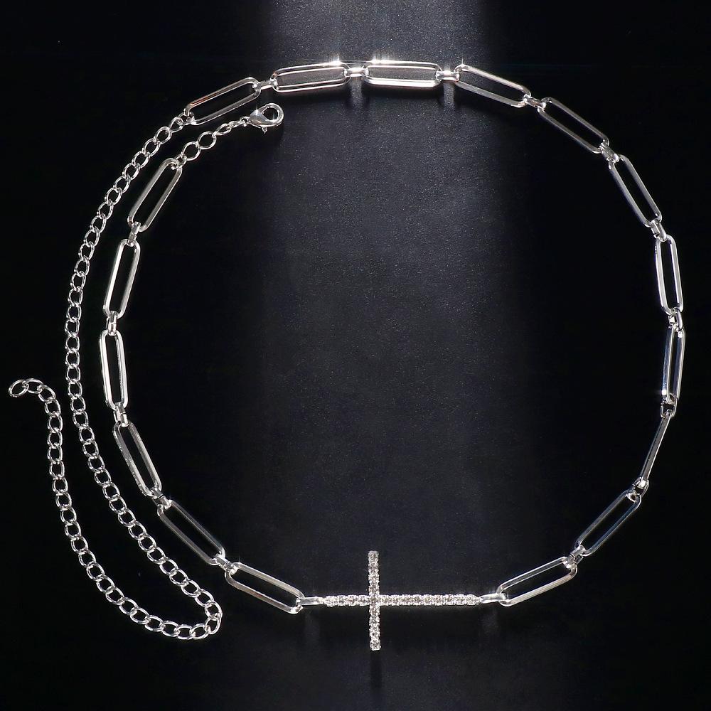 

Модное металлическое ожерелье в стиле хип-хоп, европейские и американские аксессуары-цепочки на ключицы серебряный