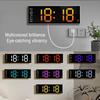 LED Wall Clock Digital Alarm Clock with Remote Control Night Light Mood Lighting for Living Room Classroom Office Home Decor