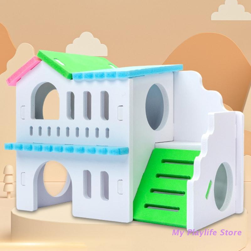Hamster Wood House Hut Small Animal Rat Mouse Sleeping Nest Wooden Toy Habitats Decor Chinchilla Nest DIY Hideout Hut