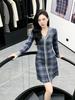 Hochwertiges gestricktes Kleid im französischen Stil für Damen – Verdickt, Langarm, A-Linie, Hohe Taille, Neuer Frühjahrsartikel