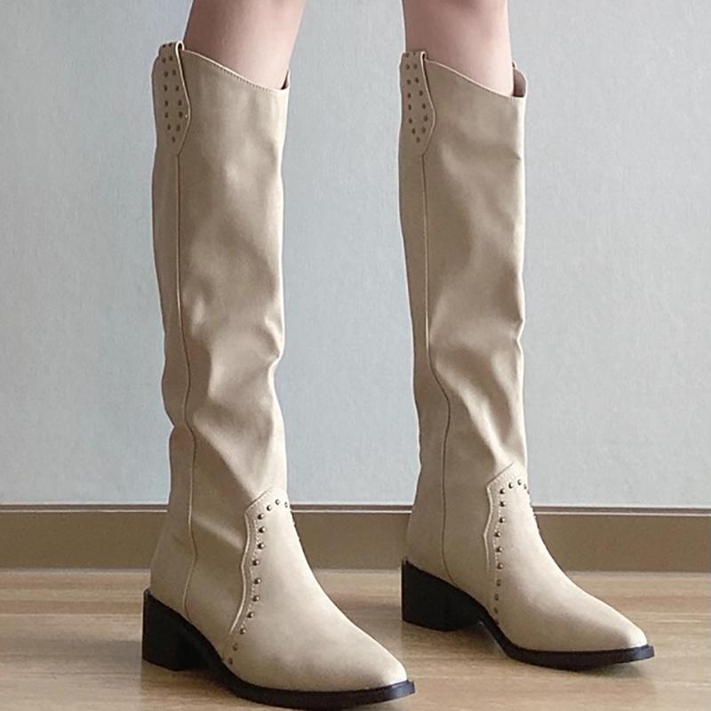 Fashion Vintage Women Western Cowboy Boots Fashion Slip On Knight Long Booties Autumn Winter Shoes Zapatos De Mujer