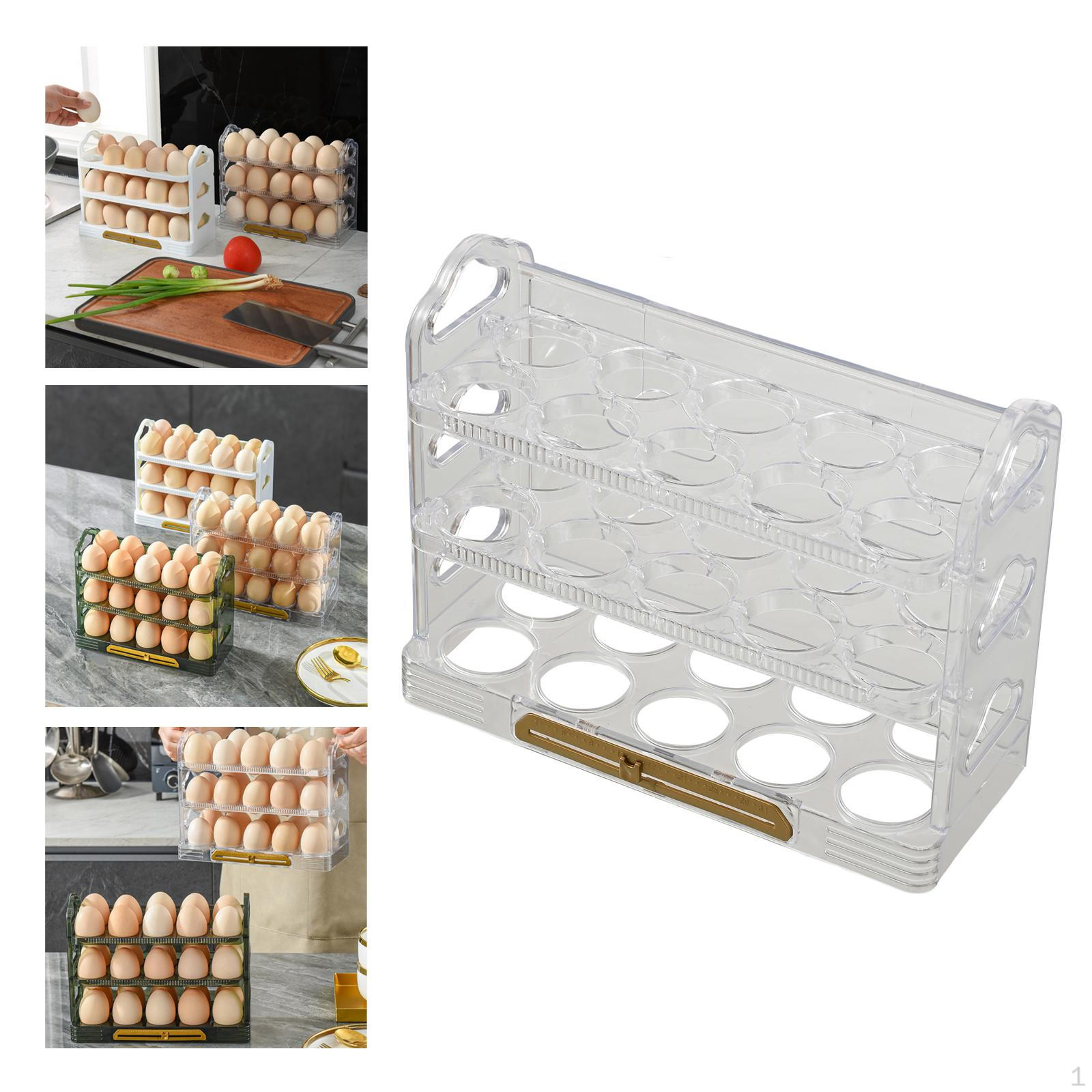 

3-х уровневый держатель для яиц с ручкой, лоток для яиц, контейнеры для столешницы шкафа 01-Clear