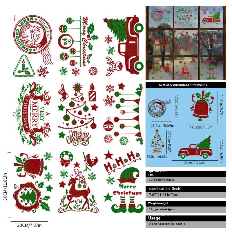 Santa Claus Christmas Ornaments Static Stickers Window Grilles Scene Arrangement Glass Doors Stickers Windows