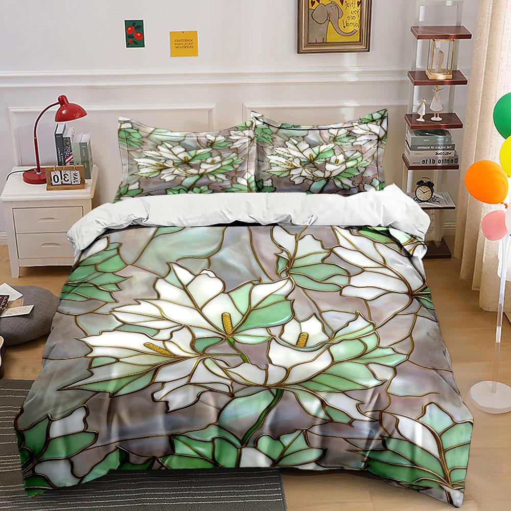

White magnolias with leaves. Bedding sets Duvet cover sets Duvet covers Pillowcases(1 * Duvet Cover 2 * Pillowcases, without duvet insert) 135x200cm