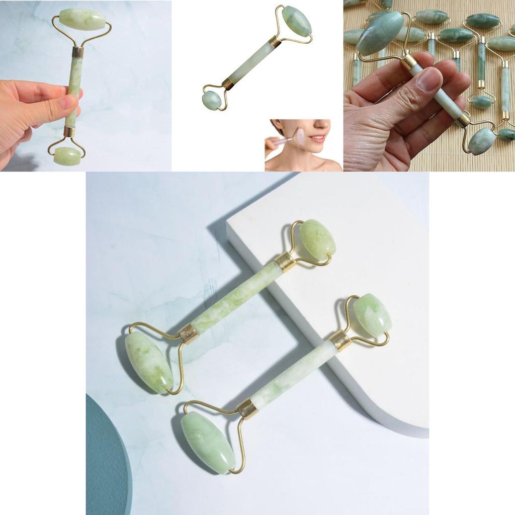 Exquisite White Flower Jade Facial Massage Roller Beauty Tool Face Massager