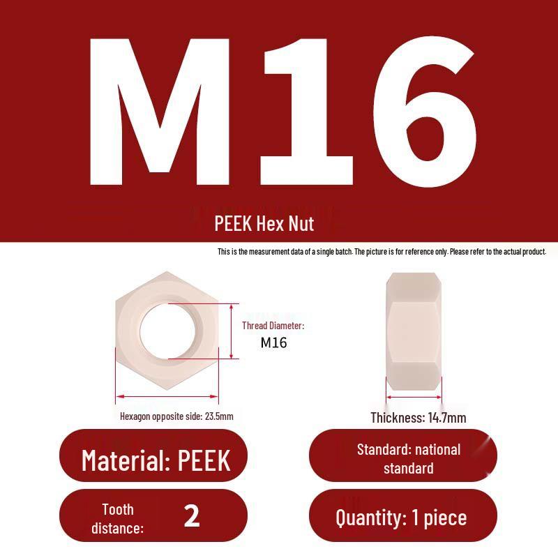 High-Strength PEEK Plastic Hex Nuts: Locking Caps, Corrosion & High-Temperature Resistant (Sizes M2-M20)