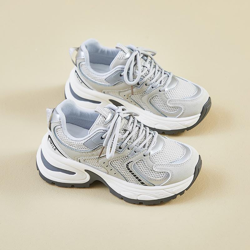

Fashion New spring fashionable versatile sports shoes running casual comfortable thick soled height increasing women s shoes 35 серебряный серый
