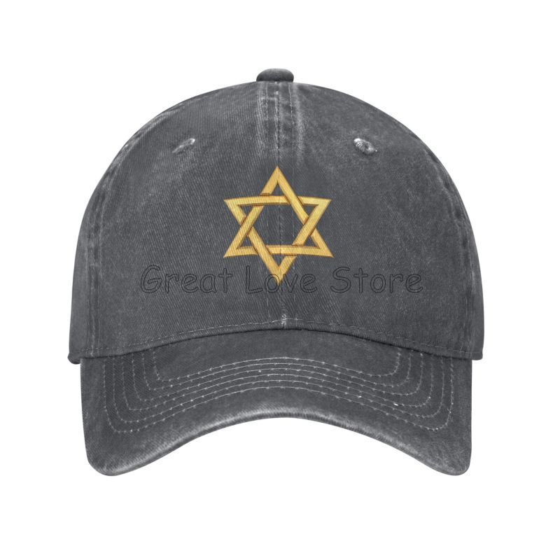 Star of David Unisex Women Baseball Caps Distressed Washed Cotton Hat Vintage Outdoor All Seasons Travel Adjustable Fit Sun Cap