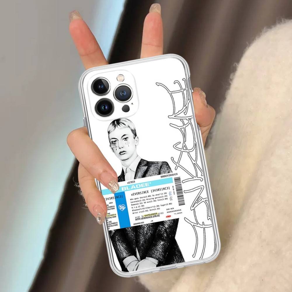 Custodia Bladee 333 Drain Gang IceDancer Eversince in TPU Silicone per IPhone 11 12 13 14 15 16 17 Pro Max Antiurto Cover Posteriore Trasparente