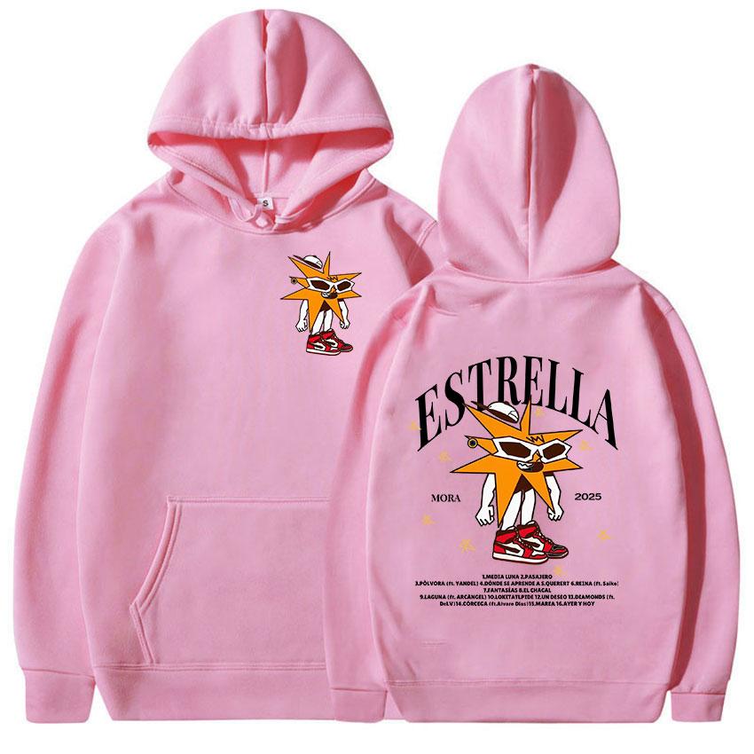 Rapper Mora Tour Funny Print Hooded Men Women Long Sleeve Fashion Retro Sweatshirt Casual Fleece Clothing Oversized Hooded