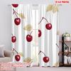 2pcs,2D Plane Printing Window Curtain Embroidered Cherries Polyester Fabric (without Rod) Versatile All for Living Room,