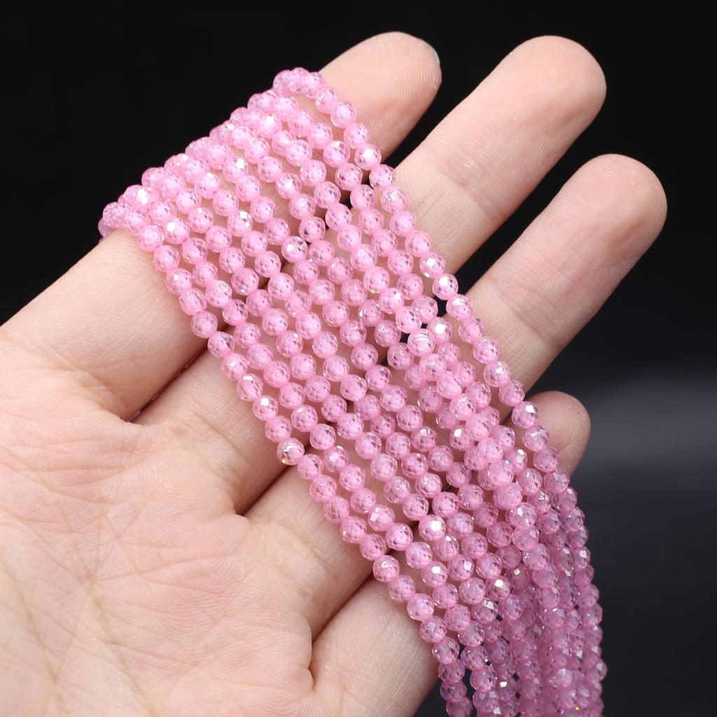 Facettierte Perlen aus Naturstein, Zirkon, kleine Perlen, 3 mm, Charms für Schmuckherstellung, DIY-Halskette, Armband, Ohrringe, Zubehör