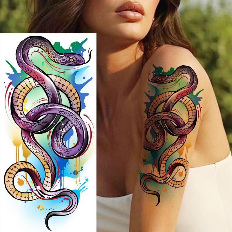 Kreativer Schlangen- & Skorpionblumen-Tattoo-Aufkleber - Temporäres Armdesign