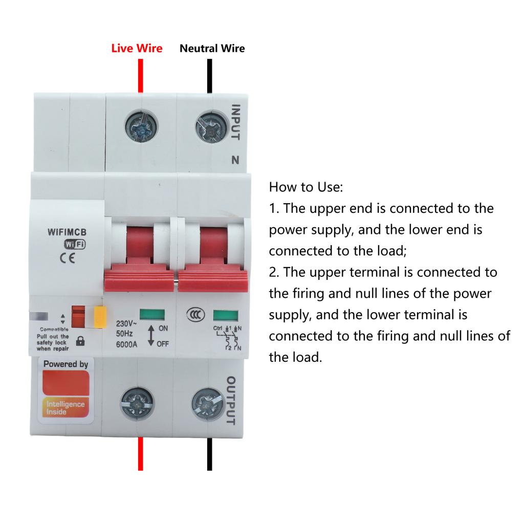 Smart Circuit Breaker 2P WiFi App Remote Control Overcurrent AC220V