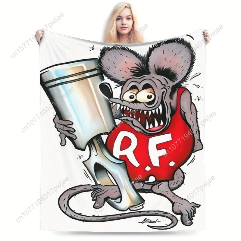Rat Fink cartoon pattern flannel blanket - suitable for sofas beds offices in all seasons comfortable Custom blankets 75cmx90cm