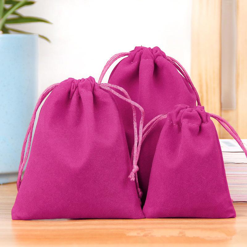 100 Pcs/Lot Velvet Drawstring Wedding Bags Gift Fabric Package Various Colors Samll Size Jewelry Pouches For Christmas Party