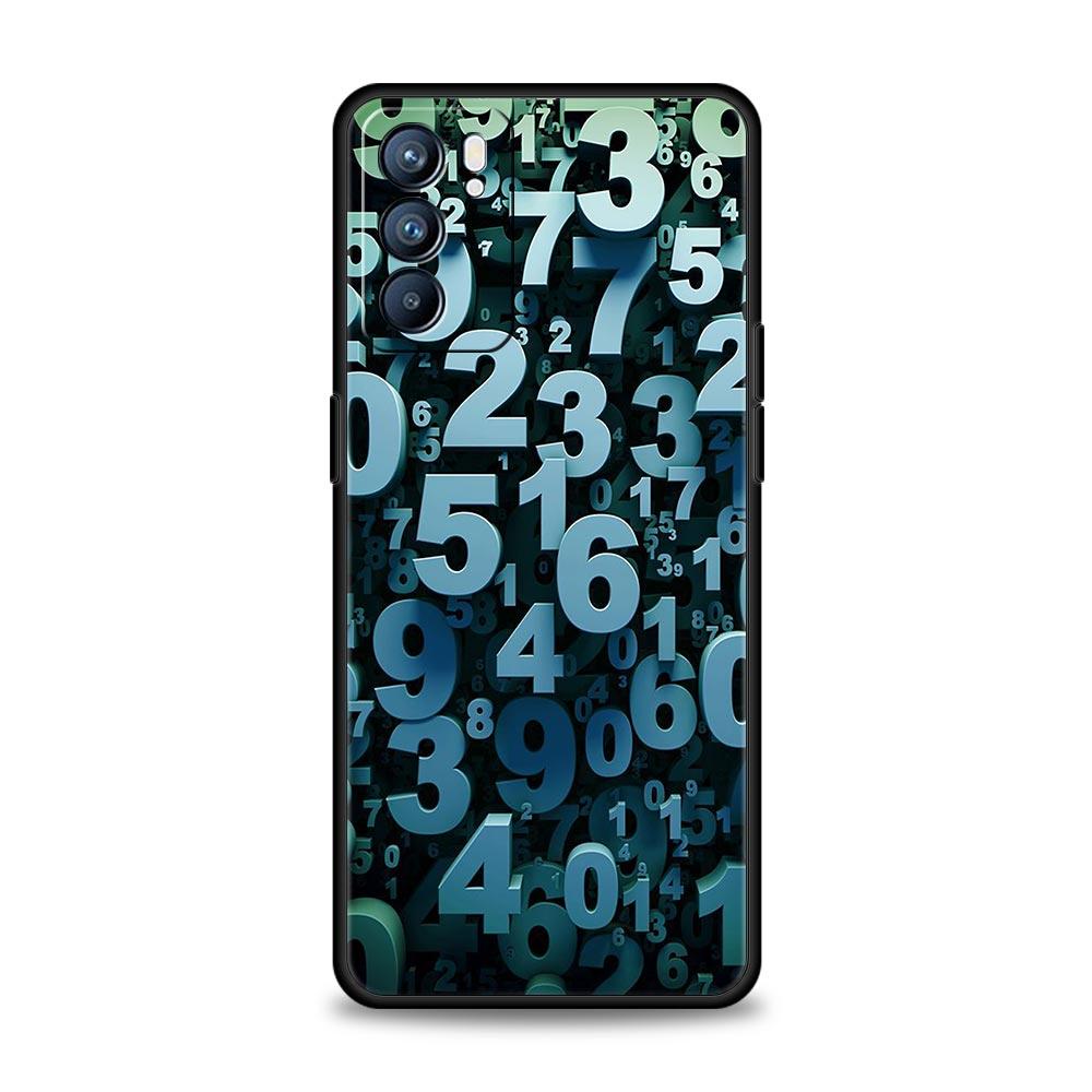 Number Pattern Phone Case For Oppo A17 A31 A54 A57 A78 A79 A98 Find X5 X6 Reno 6 7 8 10 11 12 13 F Pro 5G Soft TPU Cover Fundas