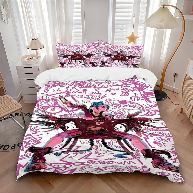 3pcs Jinx Home Decor Bedding Set-Universal Three-Piece Suit for Bedroom, Guest Room, Living Room, Hotel-Perfect Gift for Fans, Travelers, Da