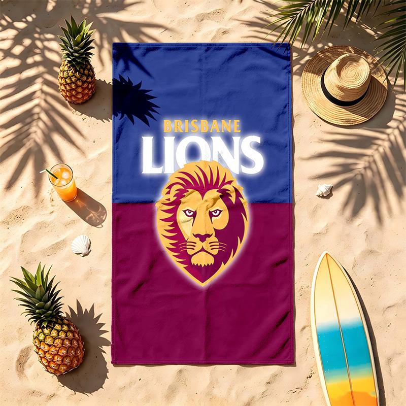 Brisbane Lions (1) Theme Beach Towel Sand Resistant Soft And Comfortable Suitable For The Pool Camping Yoga And Diving A Travel Essential