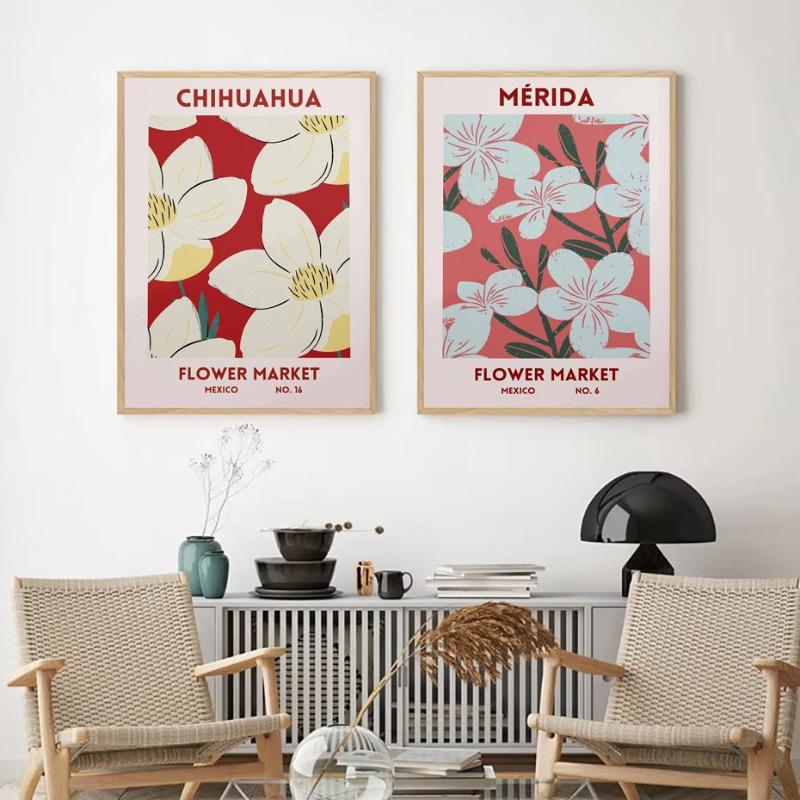 1pc Flower Market Art Prints Barcelona Japan Spain Mexico Worldwide Aesthetic Plant Poster Printing Home Office Bedroom Decor