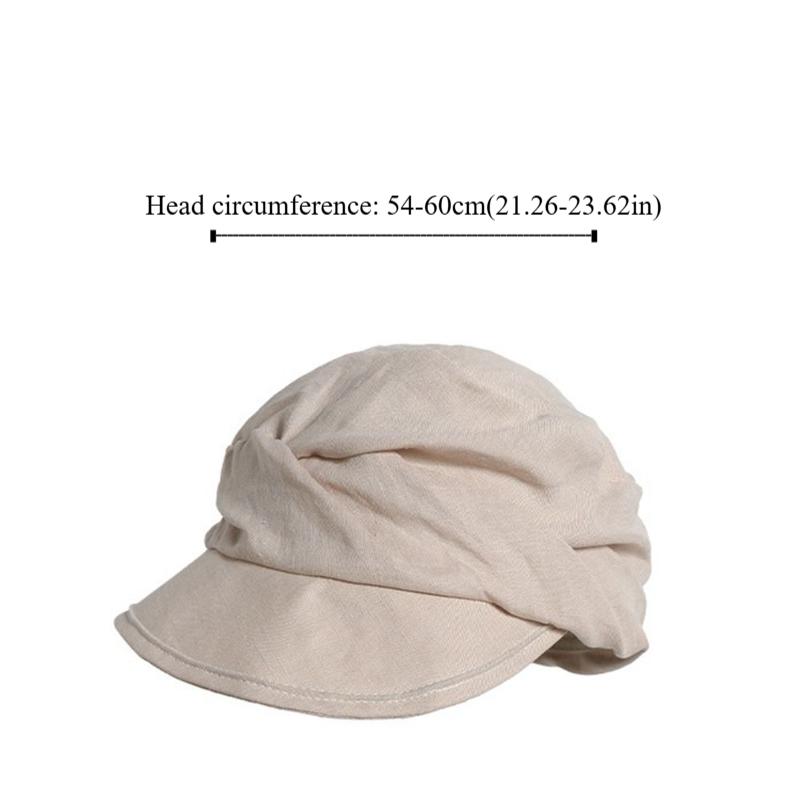 Ins Japanese Linen Berets Pleated Versatile Newsboy Hats Classic Soft Peaked Caps Women