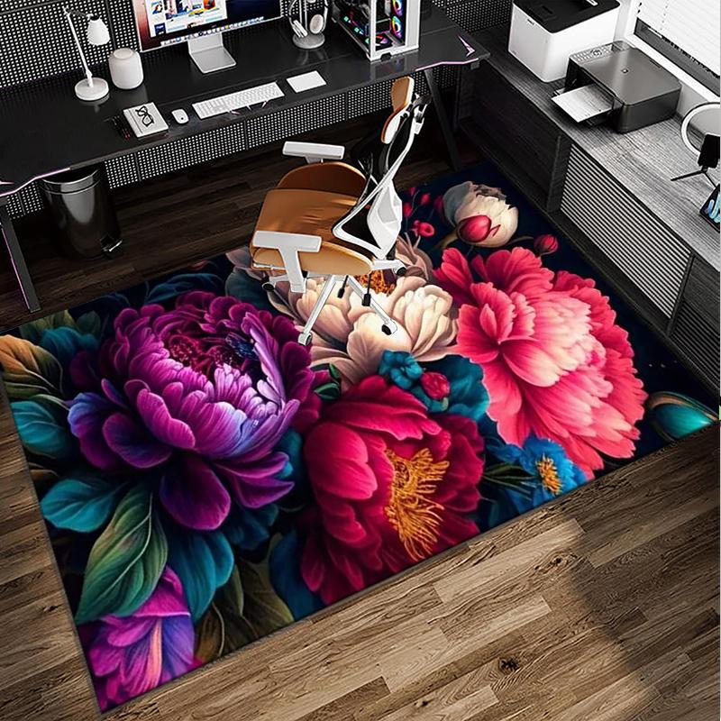 Floral Elegance In Bloom Office Rug Chair Mat, Entryway Carpet, Suitable for Front Door, Bedroom, Living Room, Desk, Holiday Gift